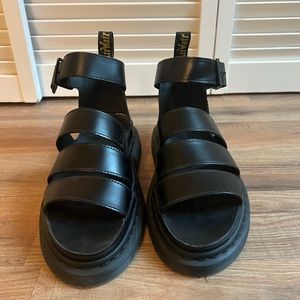 Woman’s Dr. Martin Air Wair Black Platform Sandal - Size 7 - Black Stitching
